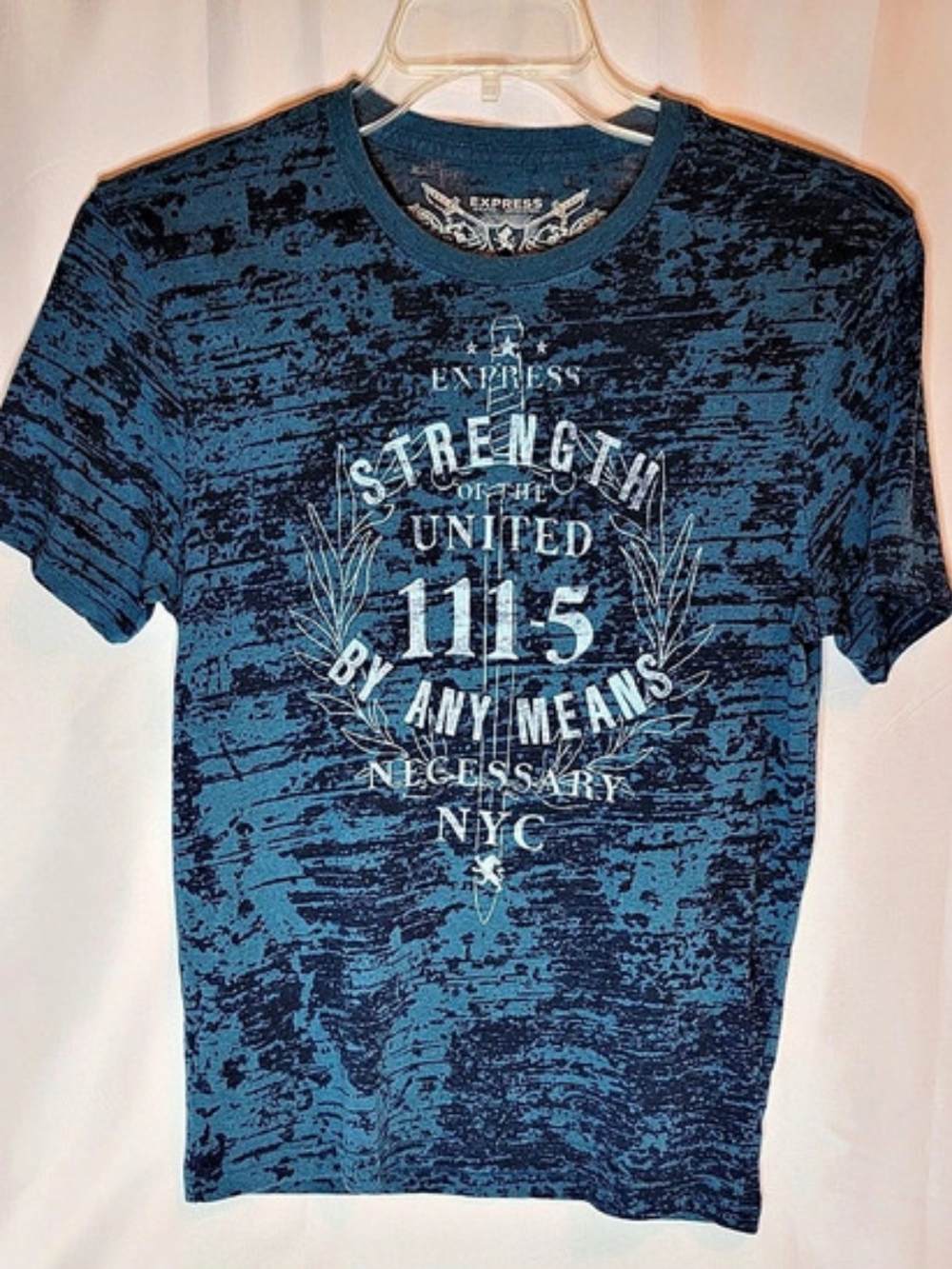 EXPRESS Burnout Blue Graphic Men's Tee Casual Vintage Express Small